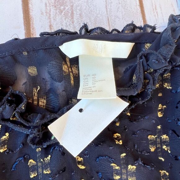 NWT Womens H&M Spaghetti Strap Top Crop Blouse Navy Blue Size 10 EU 40 - Picture 5 of 11